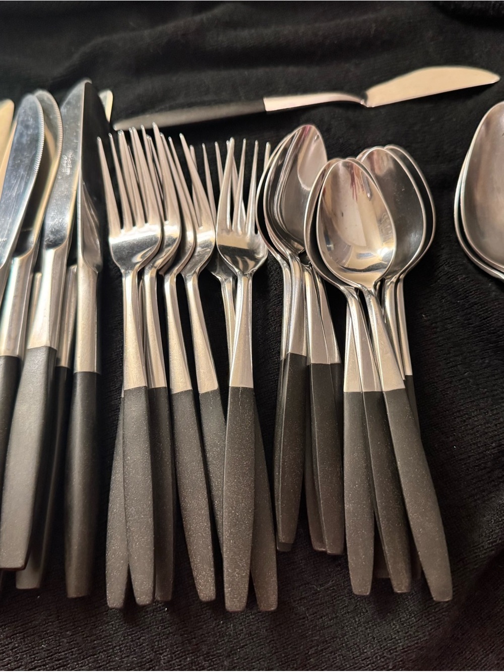 Kingston Black Handle Stainless Steel Flatware Set